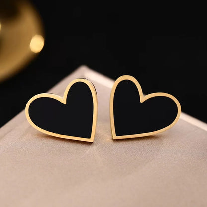 1 Pair Simple Style Classic Style Heart Shape Inlay 201 Stainless Steel Acrylic Gold Plated Ear Studs