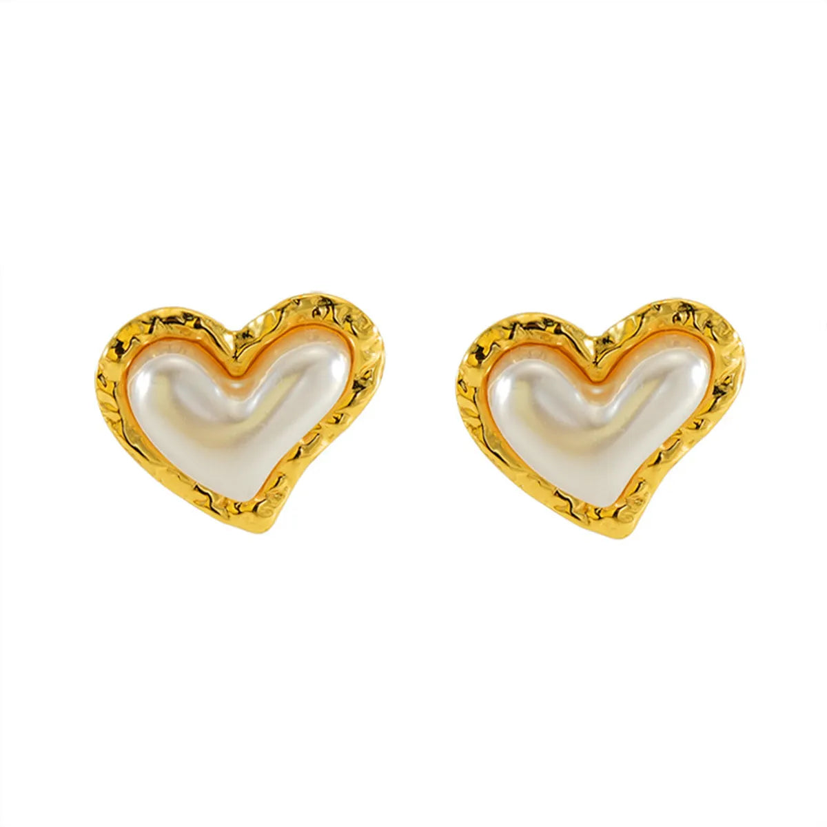 1 Pair Simple Style Classic Style Heart Shape Inlay 304 Stainless Steel Pearl Ear Studs