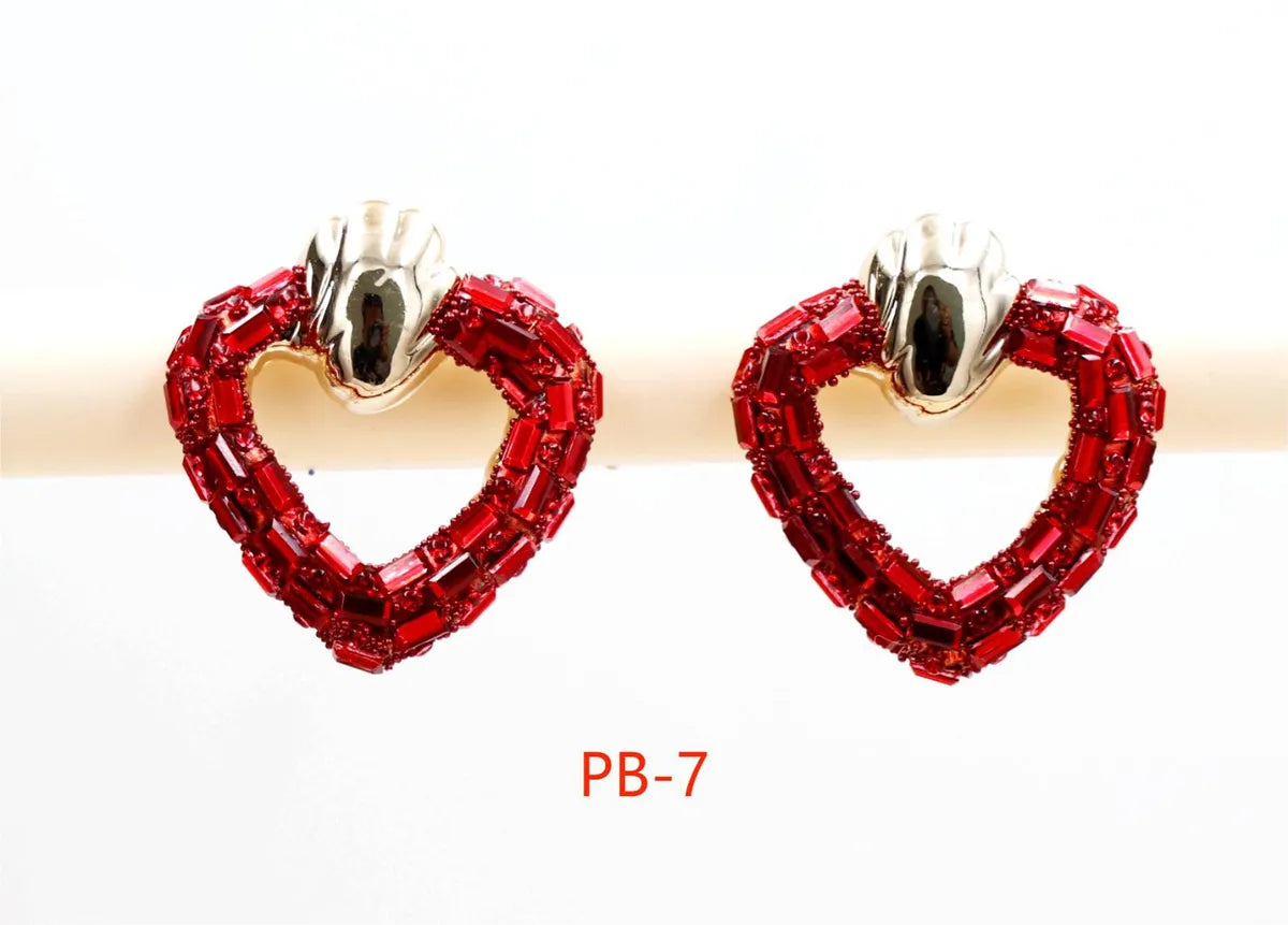 1 Pair Simple Style Classic Style Heart Shape Inlay 304 Stainless Steel Rhinestones Ear Studs