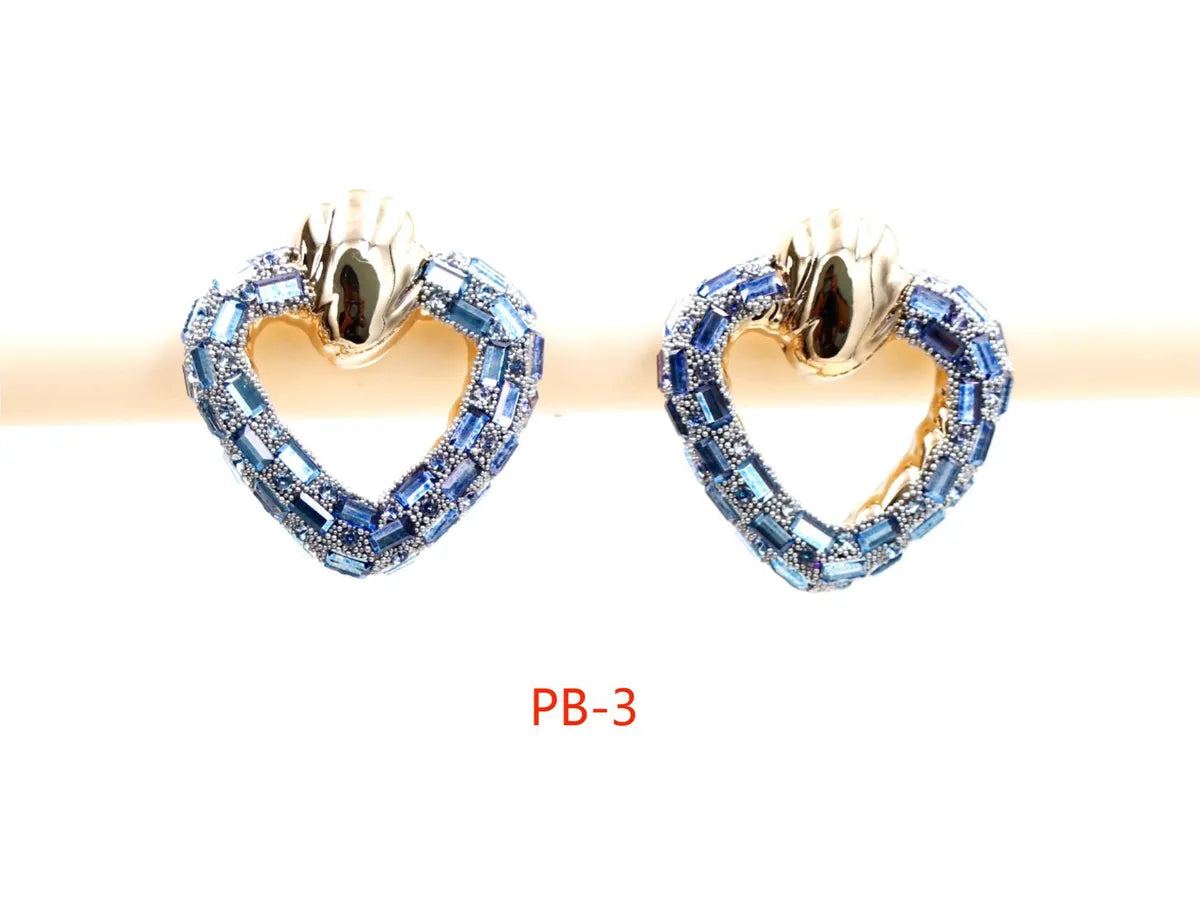 1 Pair Simple Style Classic Style Heart Shape Inlay 304 Stainless Steel Rhinestones Ear Studs