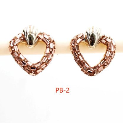 1 Pair Simple Style Classic Style Heart Shape Inlay 304 Stainless Steel Rhinestones Ear Studs