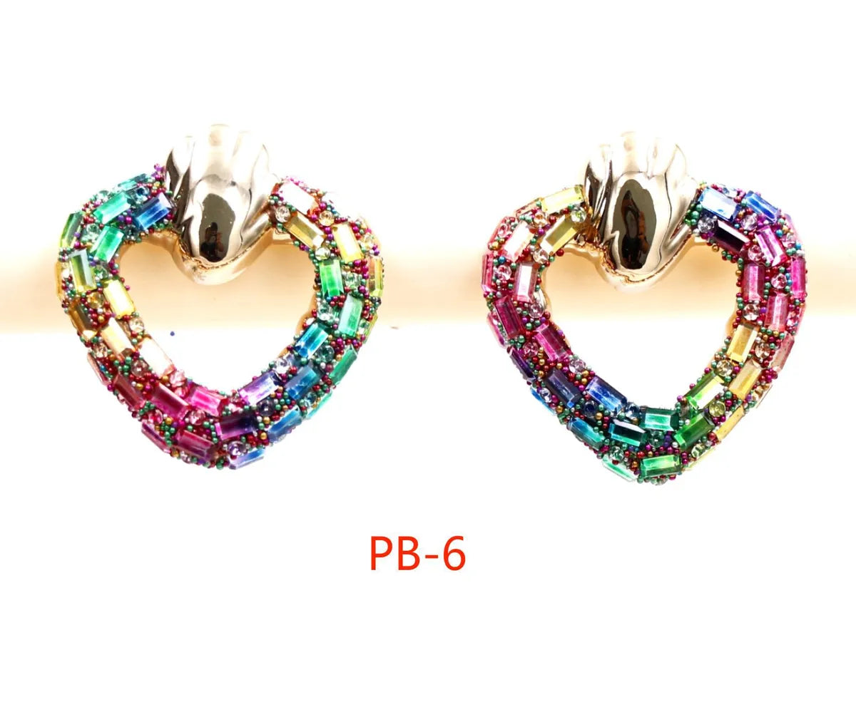 1 Pair Simple Style Classic Style Heart Shape Inlay 304 Stainless Steel Rhinestones Ear Studs