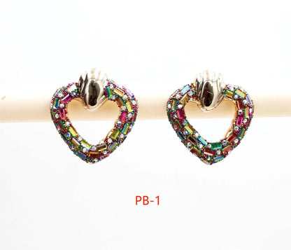 1 Pair Simple Style Classic Style Heart Shape Inlay 304 Stainless Steel Rhinestones Ear Studs