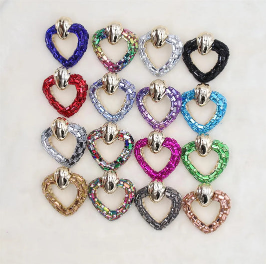 1 Pair Simple Style Classic Style Heart Shape Inlay 304 Stainless Steel Rhinestones Ear Studs