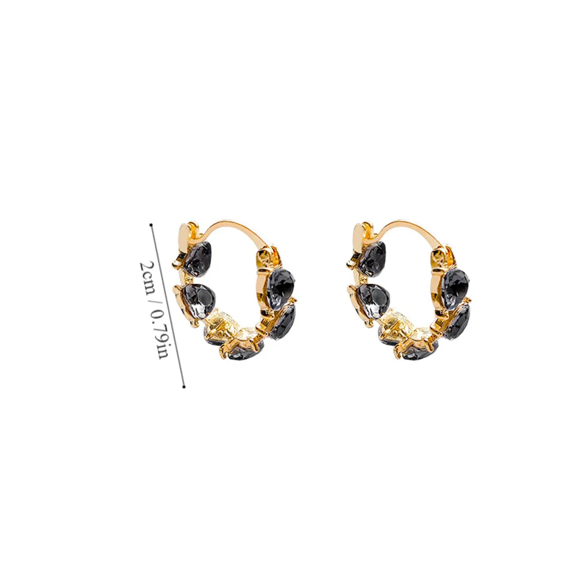 1 Pair Simple Style Classic Style Heart Shape Inlay Alloy Rhinestones Hoop Earrings