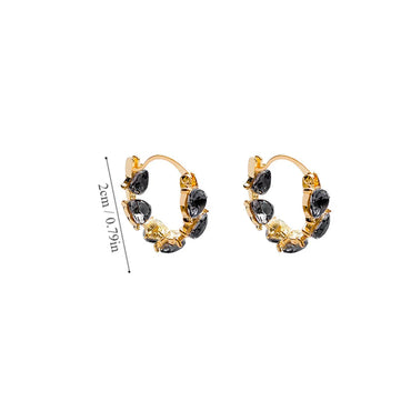 1 Pair Simple Style Classic Style Heart Shape Inlay Alloy Rhinestones Hoop Earrings