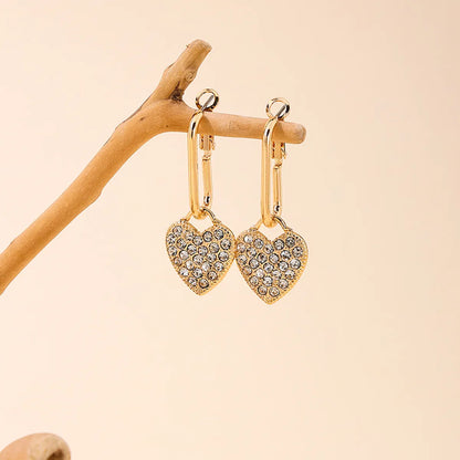 1 Pair Simple Style Classic Style Heart Shape Inlay Alloy Zinc Zircon Drop Earrings