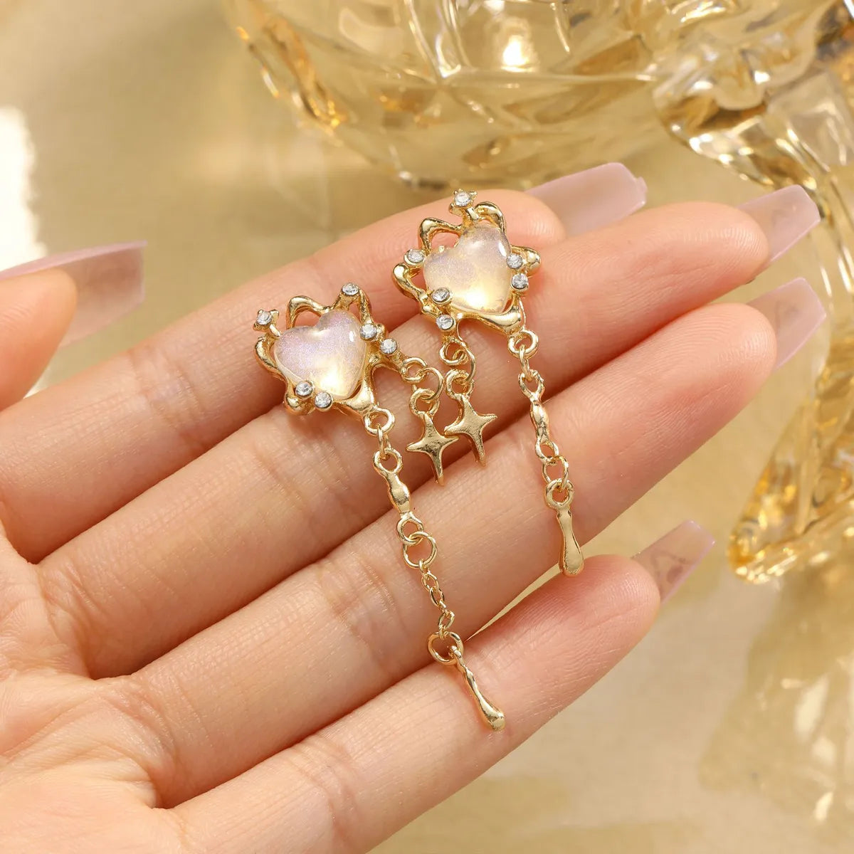 1 Pair Simple Style Classic Style Heart Shape Inlay Alloy Zircon Drop Earrings