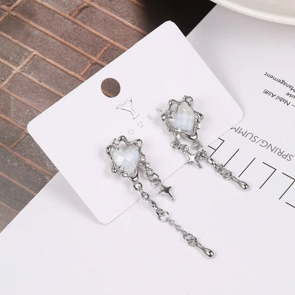 1 Pair Simple Style Classic Style Heart Shape Inlay Alloy Zircon Drop Earrings