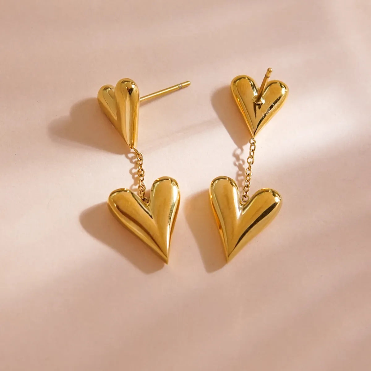 1 Pair Simple Style Classic Style Heart Shape Plating 304 Stainless Steel 14K Gold Plated Ear Studs