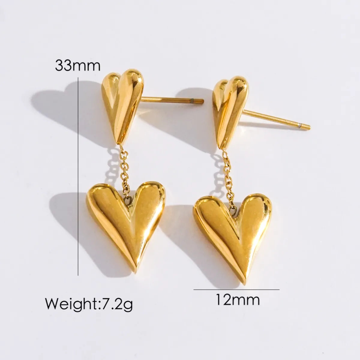 1 Pair Simple Style Classic Style Heart Shape Plating 304 Stainless Steel 14K Gold Plated Ear Studs