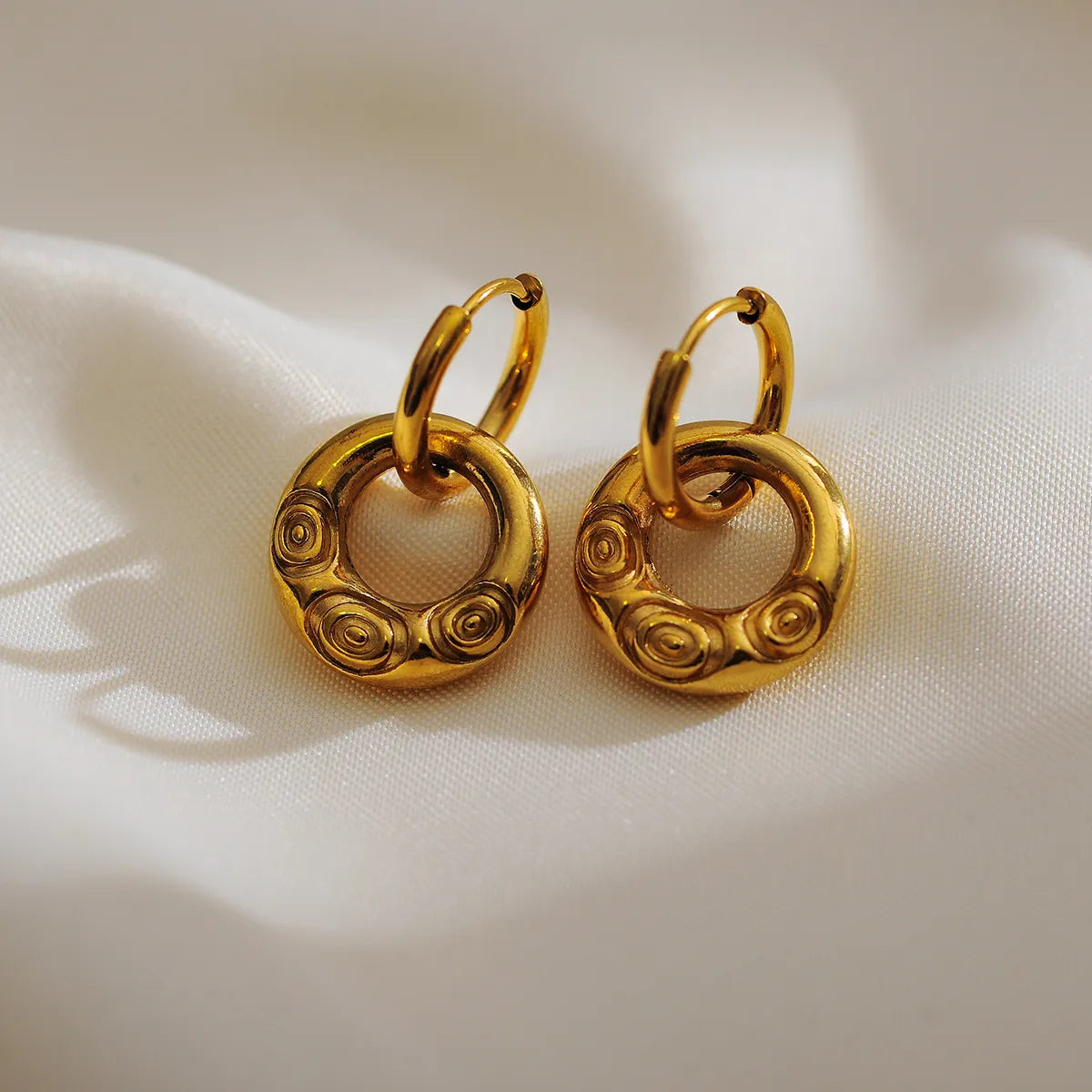 1 Pair Simple Style Classic Style Heart Shape Plating 304 Stainless Steel 18K Gold Plated Drop Earrings