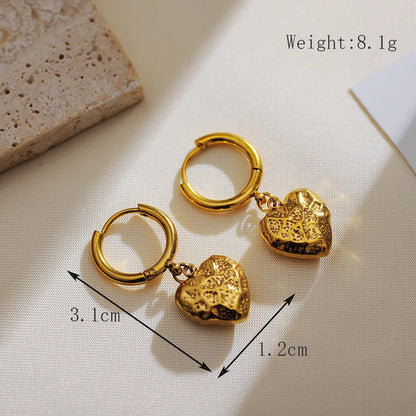 1 Pair Simple Style Classic Style Heart Shape Plating 304 Stainless Steel 18K Gold Plated Drop Earrings