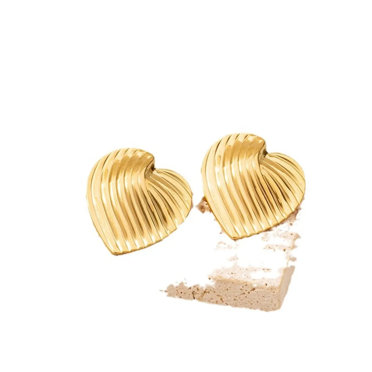 1 Pair Simple Style Classic Style Heart Shape Plating 304 Stainless Steel 18K Gold Plated Ear Studs