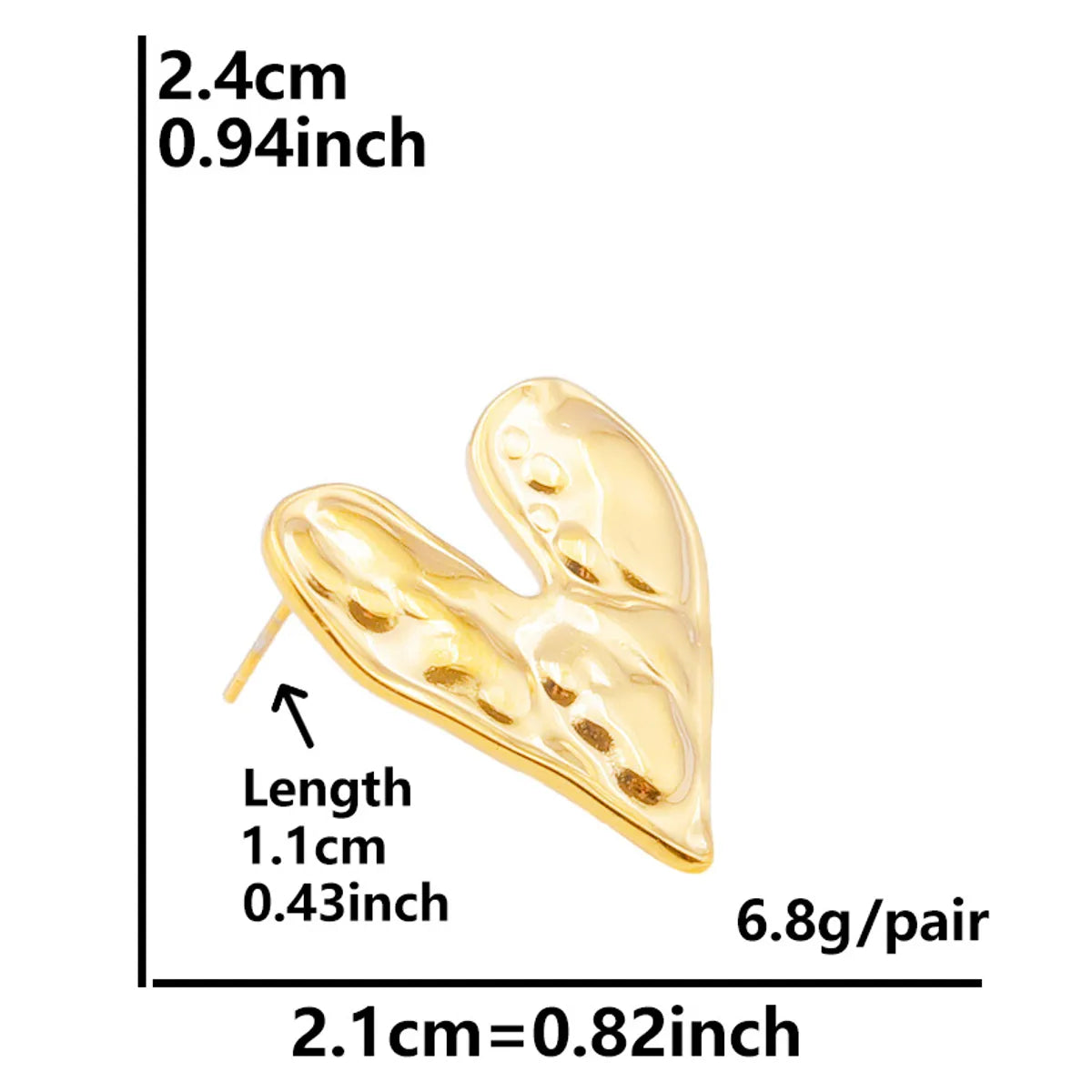 1 Pair Simple Style Classic Style Heart Shape Plating 304 Stainless Steel 18K Gold Plated Ear Studs