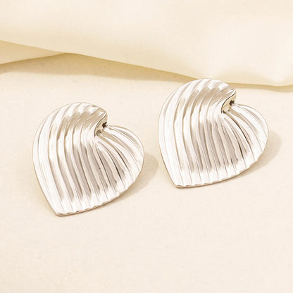 1 Pair Simple Style Classic Style Heart Shape Plating 304 Stainless Steel 18K Gold Plated Ear Studs