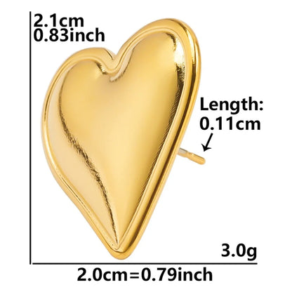 1 Pair Simple Style Classic Style Heart Shape Plating 304 Stainless Steel 18K Gold Plated Ear Studs