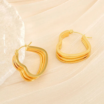 1 Pair Simple Style Classic Style Heart Shape Plating 304 Stainless Steel 18K Gold Plated Ear Studs