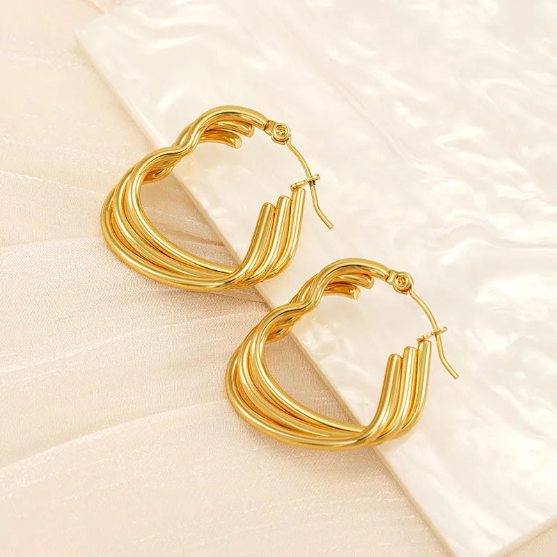 1 Pair Simple Style Classic Style Heart Shape Plating 304 Stainless Steel 18K Gold Plated Ear Studs