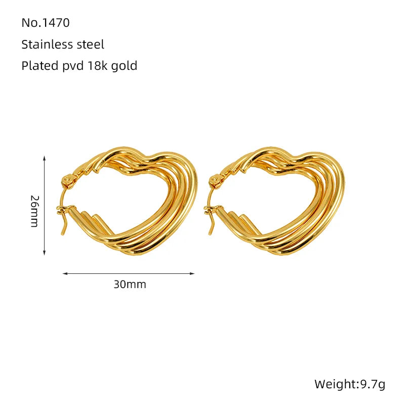 1 Pair Simple Style Classic Style Heart Shape Plating 304 Stainless Steel 18K Gold Plated Ear Studs