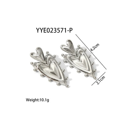 1 Pair Simple Style Classic Style Heart Shape Plating 304 Stainless Steel 18K Gold Plated Ear Studs