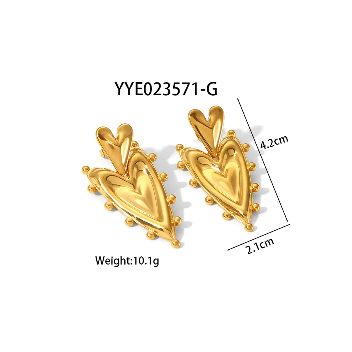 1 Pair Simple Style Classic Style Heart Shape Plating 304 Stainless Steel 18K Gold Plated Ear Studs