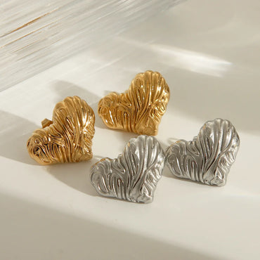 1 Pair Simple Style Classic Style Heart Shape Plating 304 Stainless Steel 18K Gold Plated Ear Studs