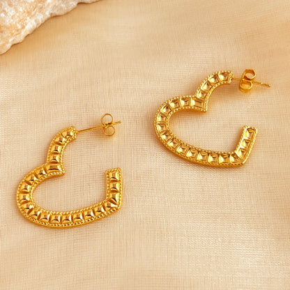 1 Pair Simple Style Classic Style Heart Shape Plating 304 Stainless Steel 18K Gold Plated Ear Studs