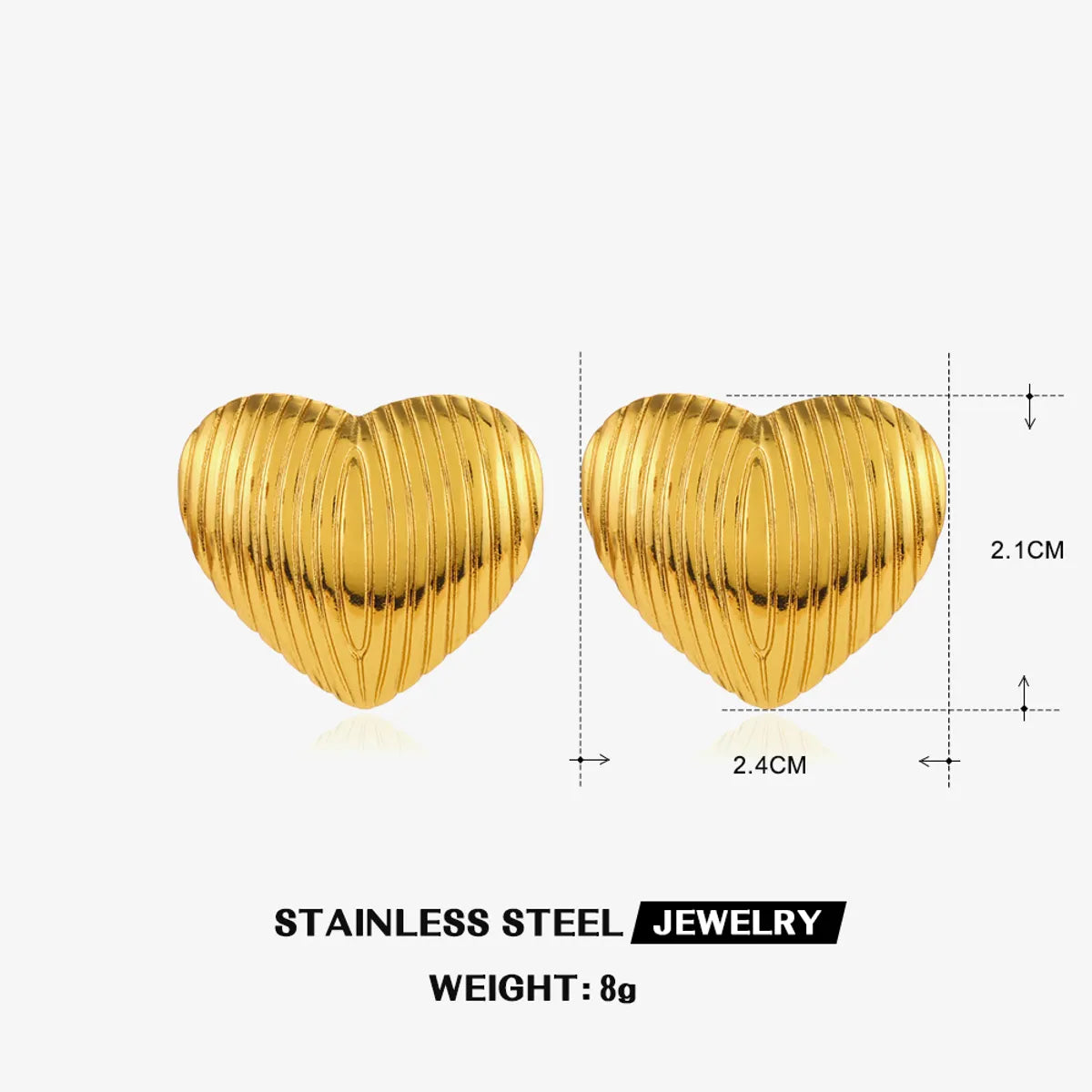 1 Pair Simple Style Classic Style Heart Shape Plating 304 Stainless Steel 18K Gold Plated Ear Studs