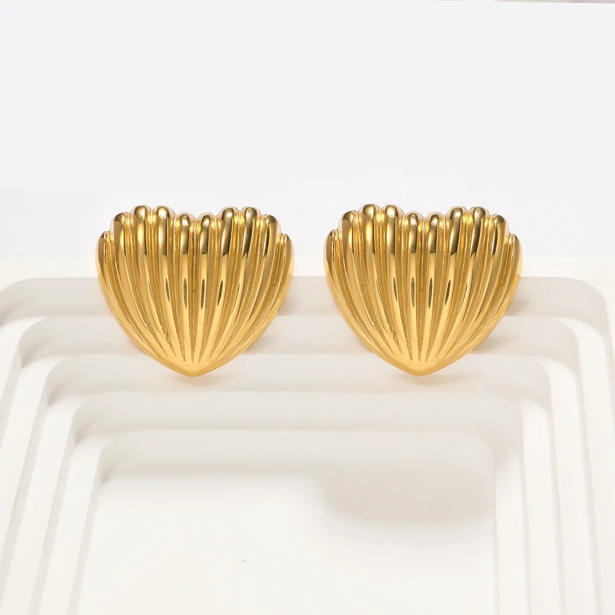 1 Pair Simple Style Classic Style Heart Shape Plating 304 Stainless Steel Ear Studs