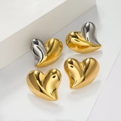 1 Pair Simple Style Classic Style Heart Shape Plating 304 Stainless Steel Ear Studs