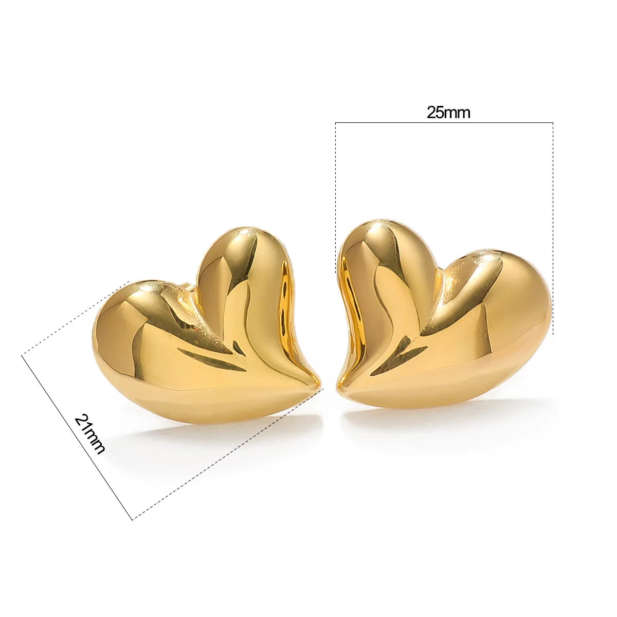 1 Pair Simple Style Classic Style Heart Shape Plating 304 Stainless Steel Ear Studs