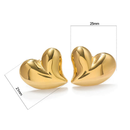 1 Pair Simple Style Classic Style Heart Shape Plating 304 Stainless Steel Ear Studs