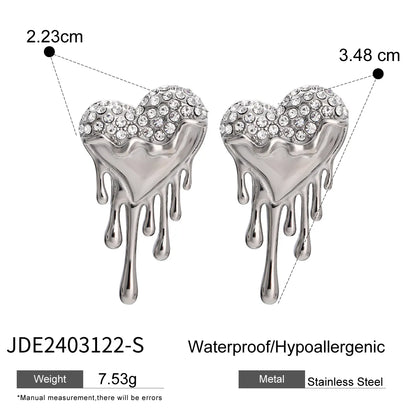 1 Pair Simple Style Classic Style Heart Shape Plating 316 Stainless Steel  18K Gold Plated Ear Studs