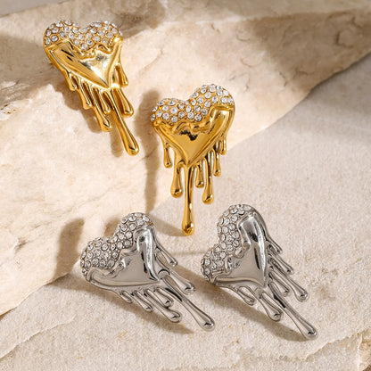 1 Pair Simple Style Classic Style Heart Shape Plating 316 Stainless Steel  18K Gold Plated Ear Studs