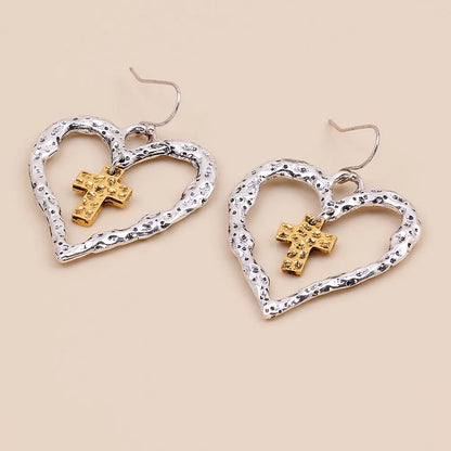 1 Pair Simple Style Classic Style Heart Shape Plating Alloy Drop Earrings