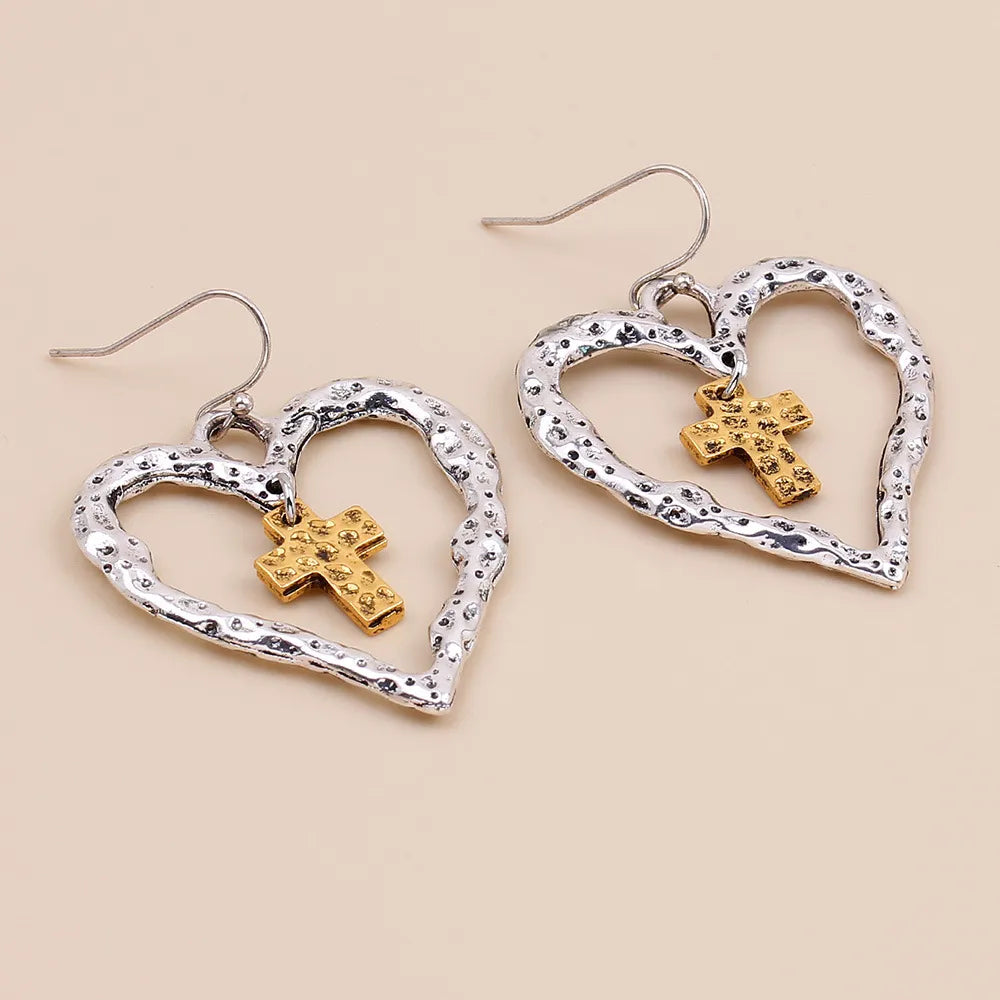 1 Pair Simple Style Classic Style Heart Shape Plating Alloy Drop Earrings