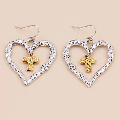 1 Pair Simple Style Classic Style Heart Shape Plating Alloy Drop Earrings