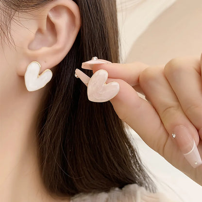 1 Pair Simple Style Classic Style Heart Shape Plating Alloy Gold Plated Ear Studs