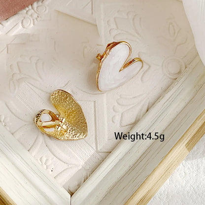 1 Pair Simple Style Classic Style Heart Shape Plating Alloy Gold Plated Ear Studs