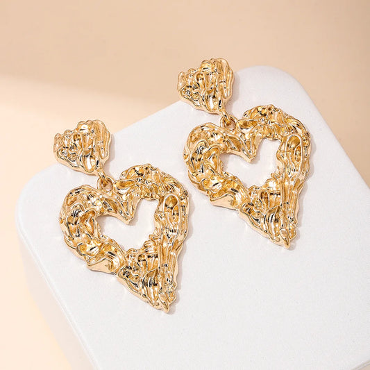 1 Pair Simple Style Classic Style Heart Shape Plating Alloy Zinc Gold Plated Drop Earrings