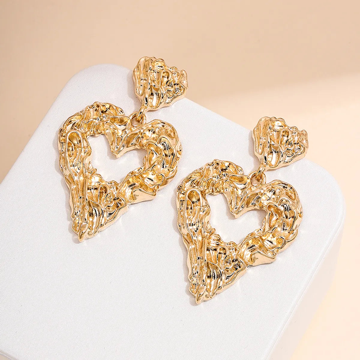 1 Pair Simple Style Classic Style Heart Shape Plating Alloy Zinc Gold Plated Drop Earrings