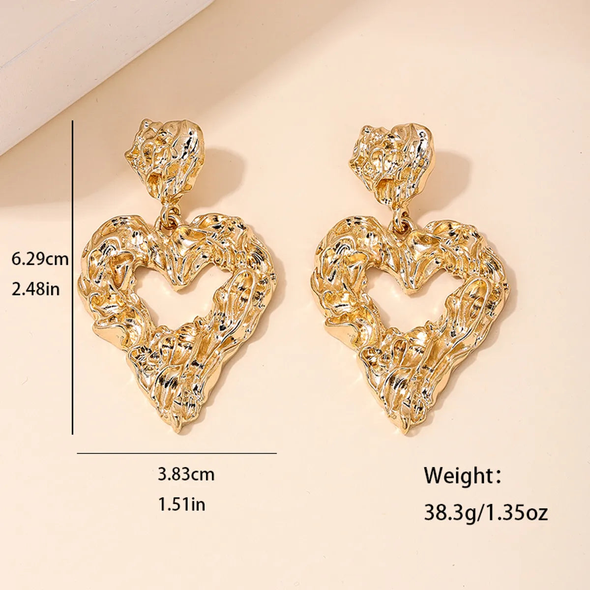 1 Pair Simple Style Classic Style Heart Shape Plating Alloy Zinc Gold Plated Drop Earrings