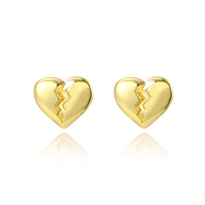 1 Pair Simple Style Classic Style Heart Shape Plating Copper 18K Gold Plated Ear Studs