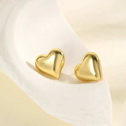 1 Pair Simple Style Classic Style Heart Shape Plating Copper 18K Gold Plated Ear Studs