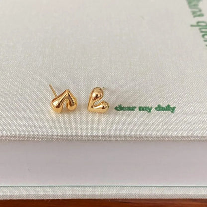 1 Pair Simple Style Classic Style Heart Shape Plating Sterling Silver 18k Gold Plated White Gold Plated Ear Studs