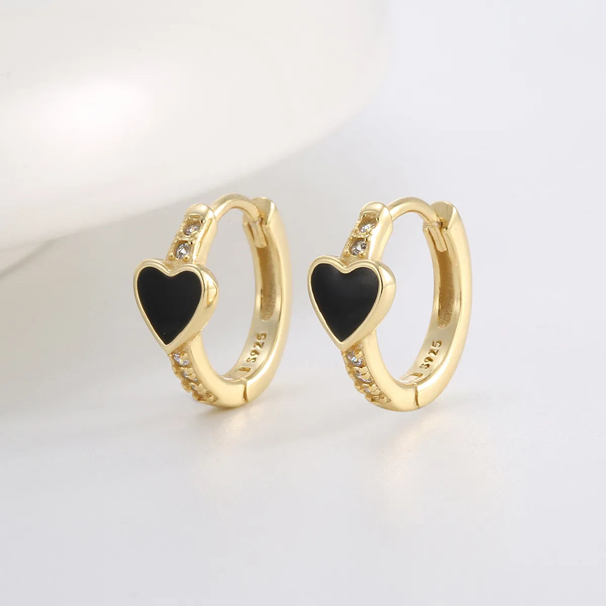 1 Pair Simple Style Classic Style Heart Shape Plating Sterling Silver Earrings