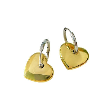 1 Pair Simple Style Classic Style Heart Shape Plating Titanium Steel Gold Plated Drop Earrings