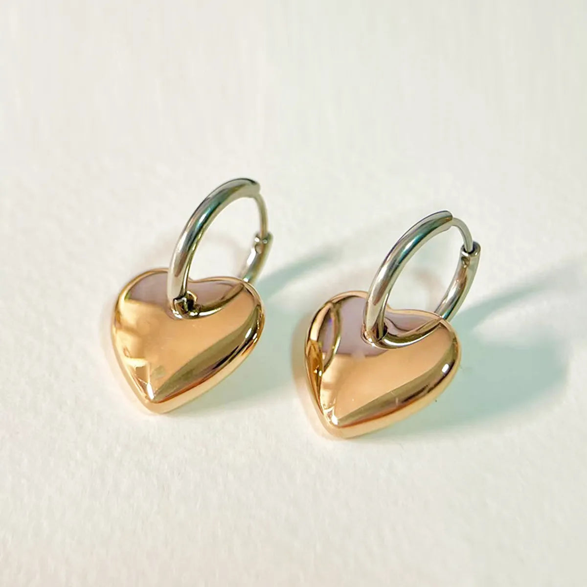 1 Pair Simple Style Classic Style Heart Shape Plating Titanium Steel Gold Plated Drop Earrings