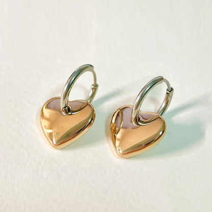 1 Pair Simple Style Classic Style Heart Shape Plating Titanium Steel Gold Plated Drop Earrings